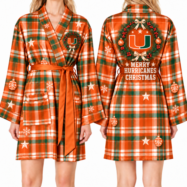 Miami Hurricanes Chirstmas Relaxed-Fit Satin Sleep Robe