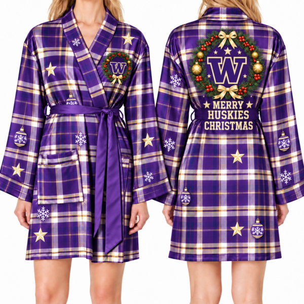 Washington Huskies Chirstmas Relaxed-Fit Satin Sleep Robe