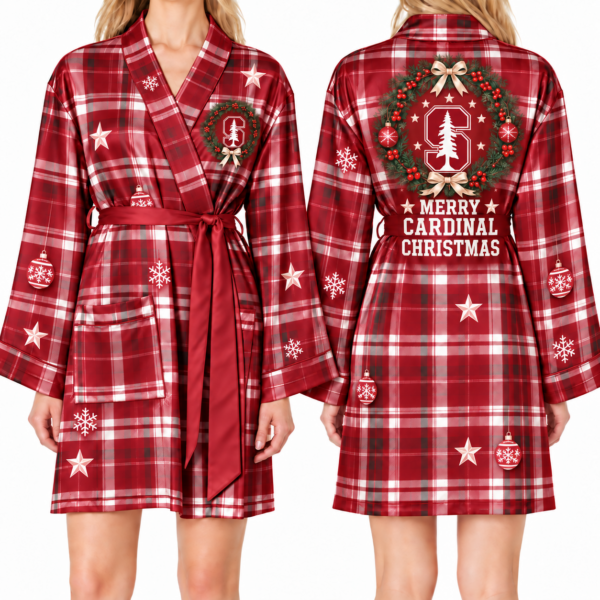 Stanford Cardinal Chirstmas Relaxed-Fit Satin Sleep Robe