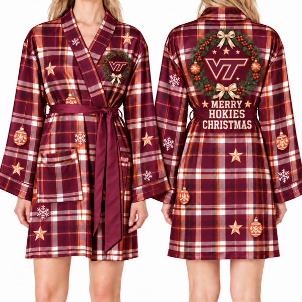 Virginia Tech Hokies Chirstmas Relaxed-Fit Satin Sleep Robe