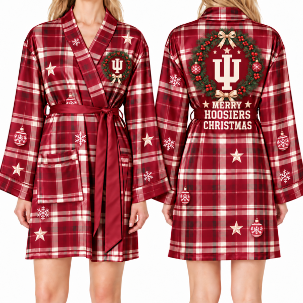 Indiana Hoosiers Chirstmas Relaxed-Fit Satin Sleep Robe