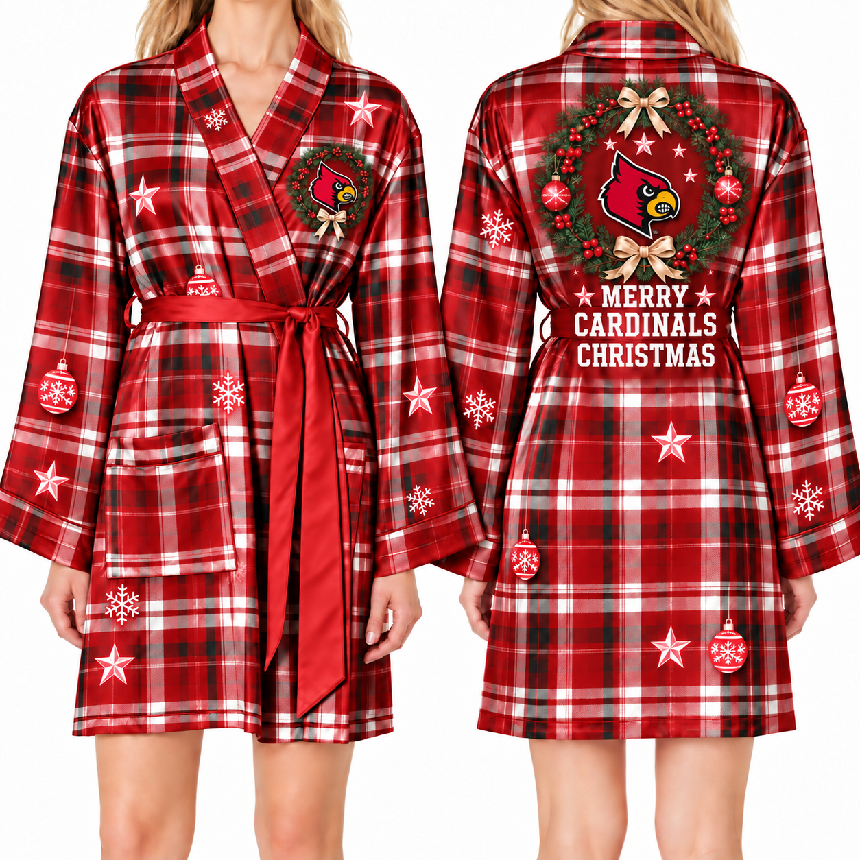 Louisville Cardinals Chirstmas Relaxed-Fit Satin Sleep Robe
