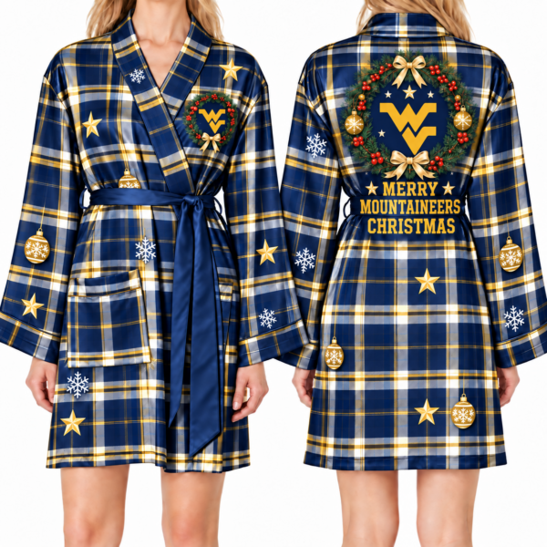 West Virginia Mountaineers Chirstmas Relaxed-Fit Satin Sleep Robe