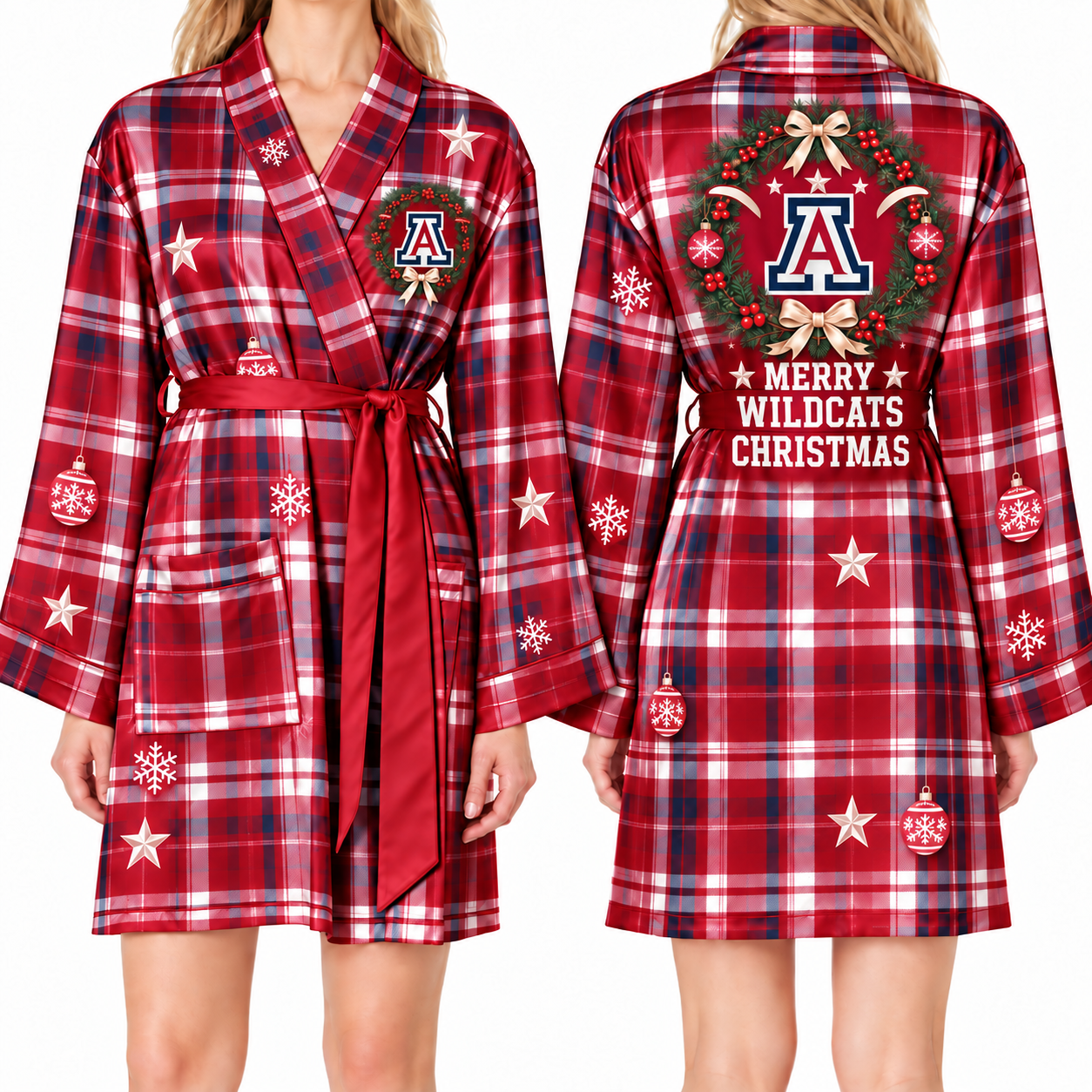 Arizona Wildcats Chirstmas Relaxed-Fit Satin Sleep Robe