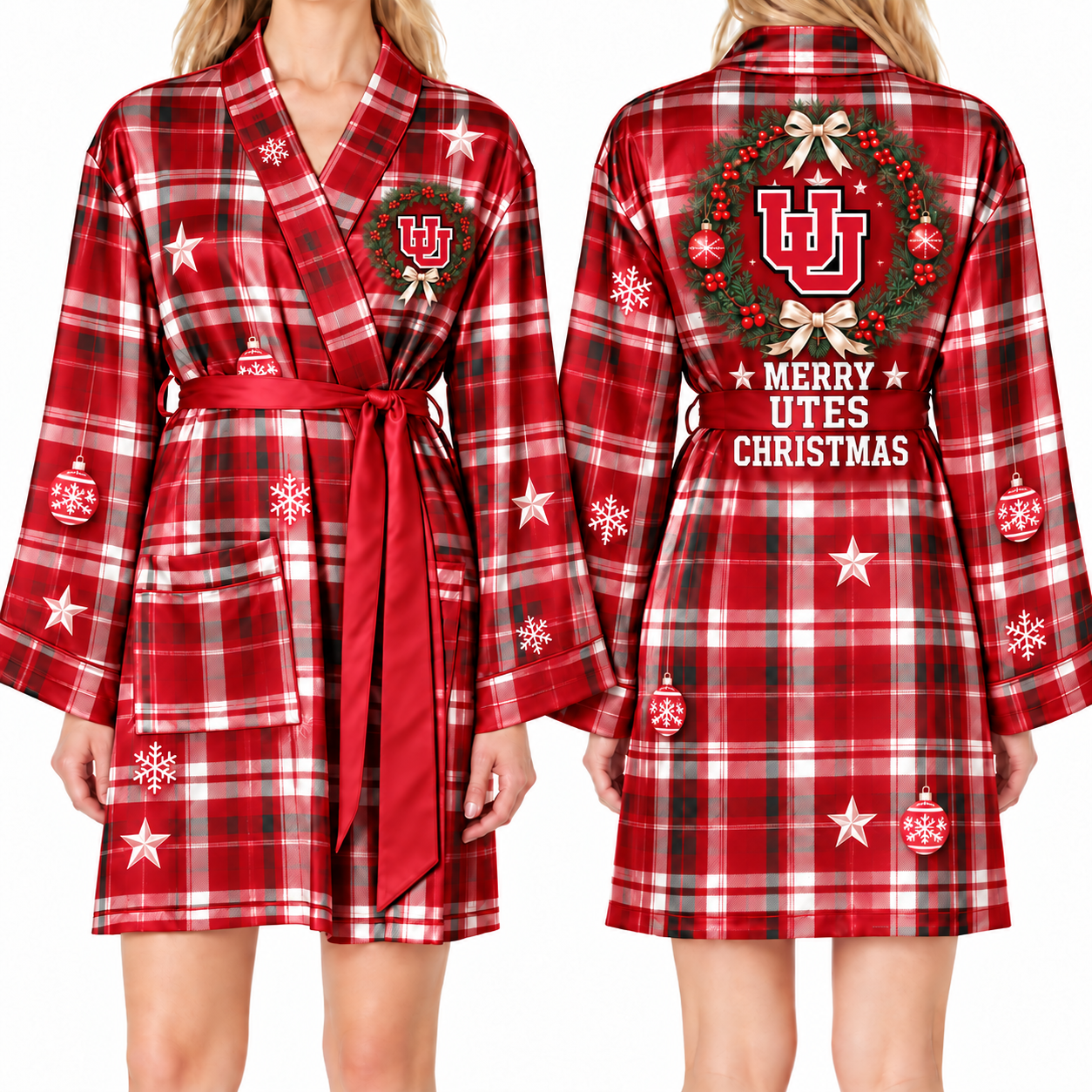 Utah Utes Chirstmas Relaxed-Fit Satin Sleep Robe