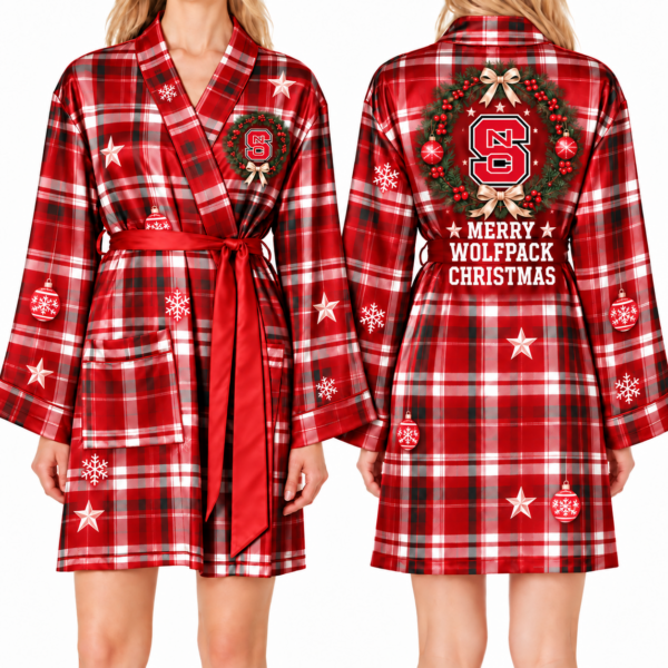 NC State Wolfpack Chirstmas Relaxed-Fit Satin Sleep Robe