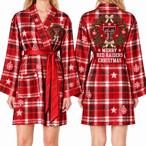 Texas Tech Red Raiders Chirstmas Relaxed-Fit Satin Sleep Robe