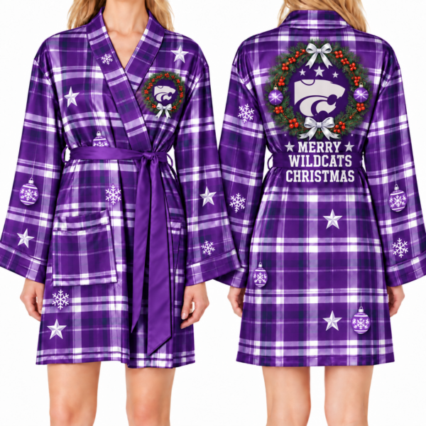 Kansas State Wildcats Chirstmas Relaxed-Fit Satin Sleep Robe