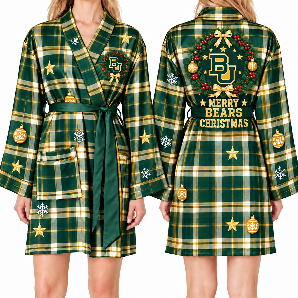 Baylor Bears Chirstmas Relaxed-Fit Satin Sleep Robe