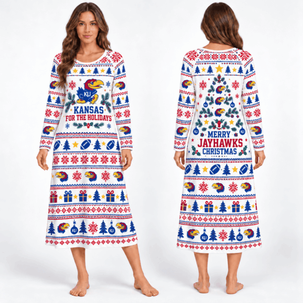 Kansas Jayhawks Long Sleeve Nightgowns