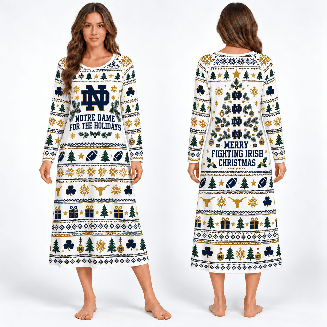 Notre Dame Fighting Irish Long Sleeve Nightgowns