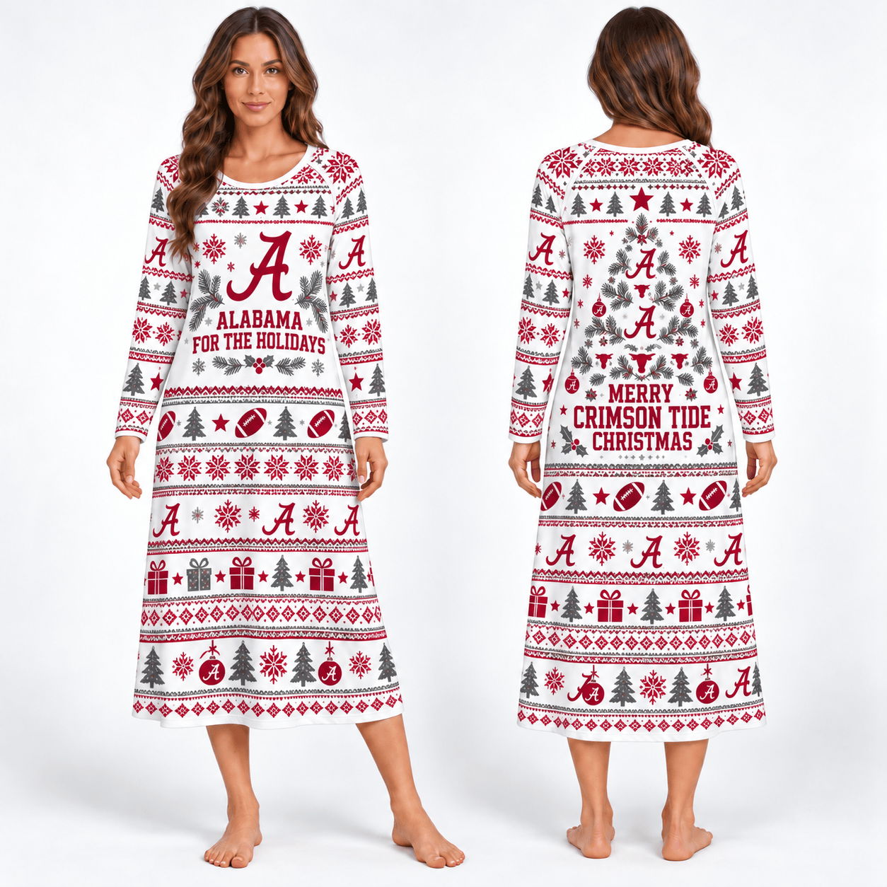Alabama Crimson Tide Long Sleeve Nightgowns