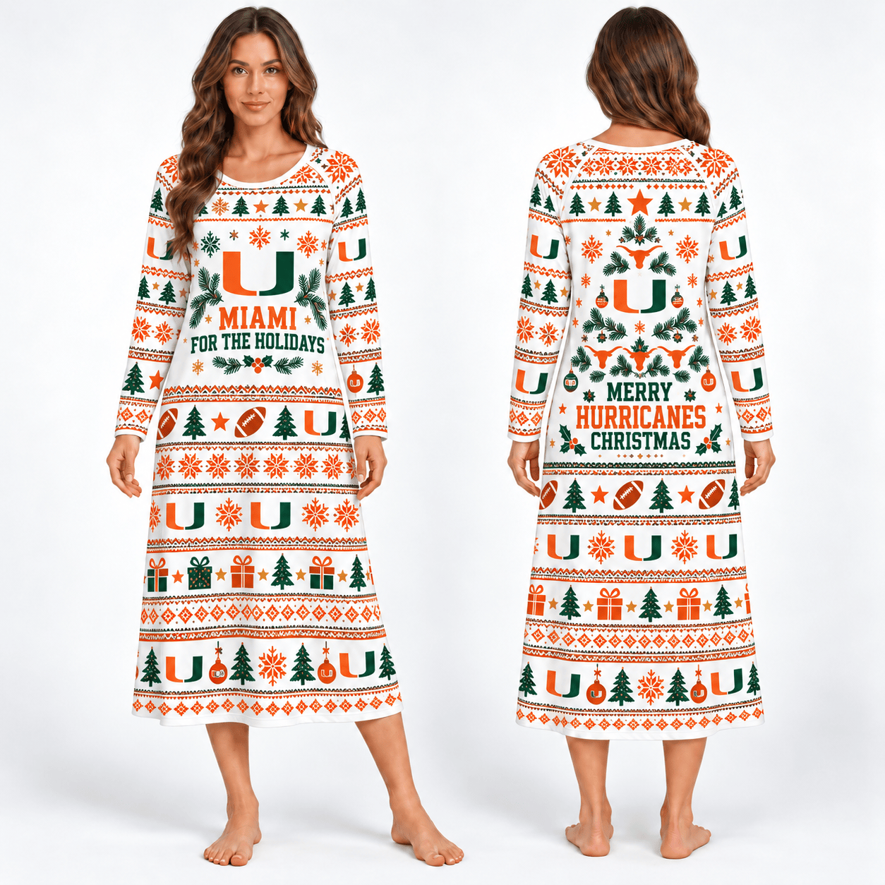 Miami Hurricanes Long Sleeve Nightgowns