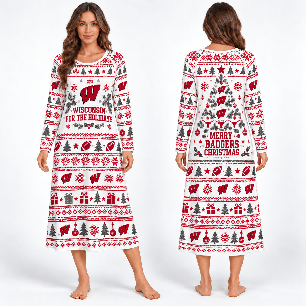 Wisconsin Badgers Long Sleeve Nightgowns