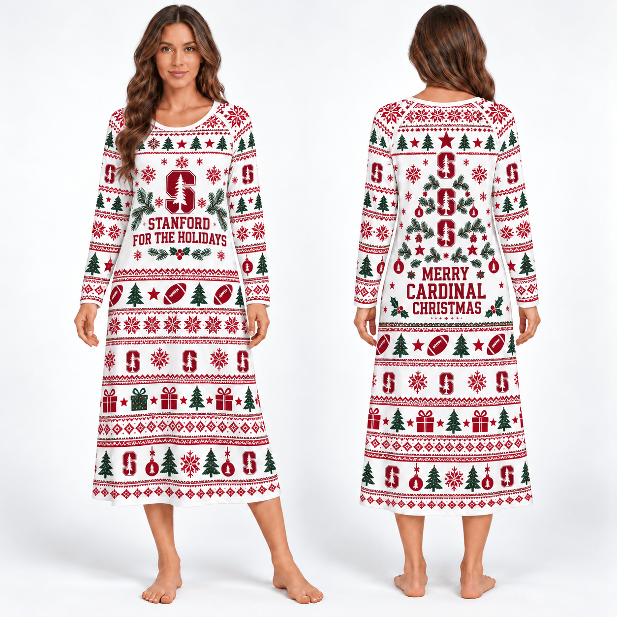 Stanford Cardinal Long Sleeve Nightgowns