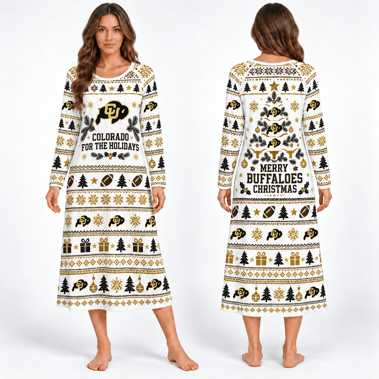 Colorado Buffaloes Long Sleeve Nightgowns