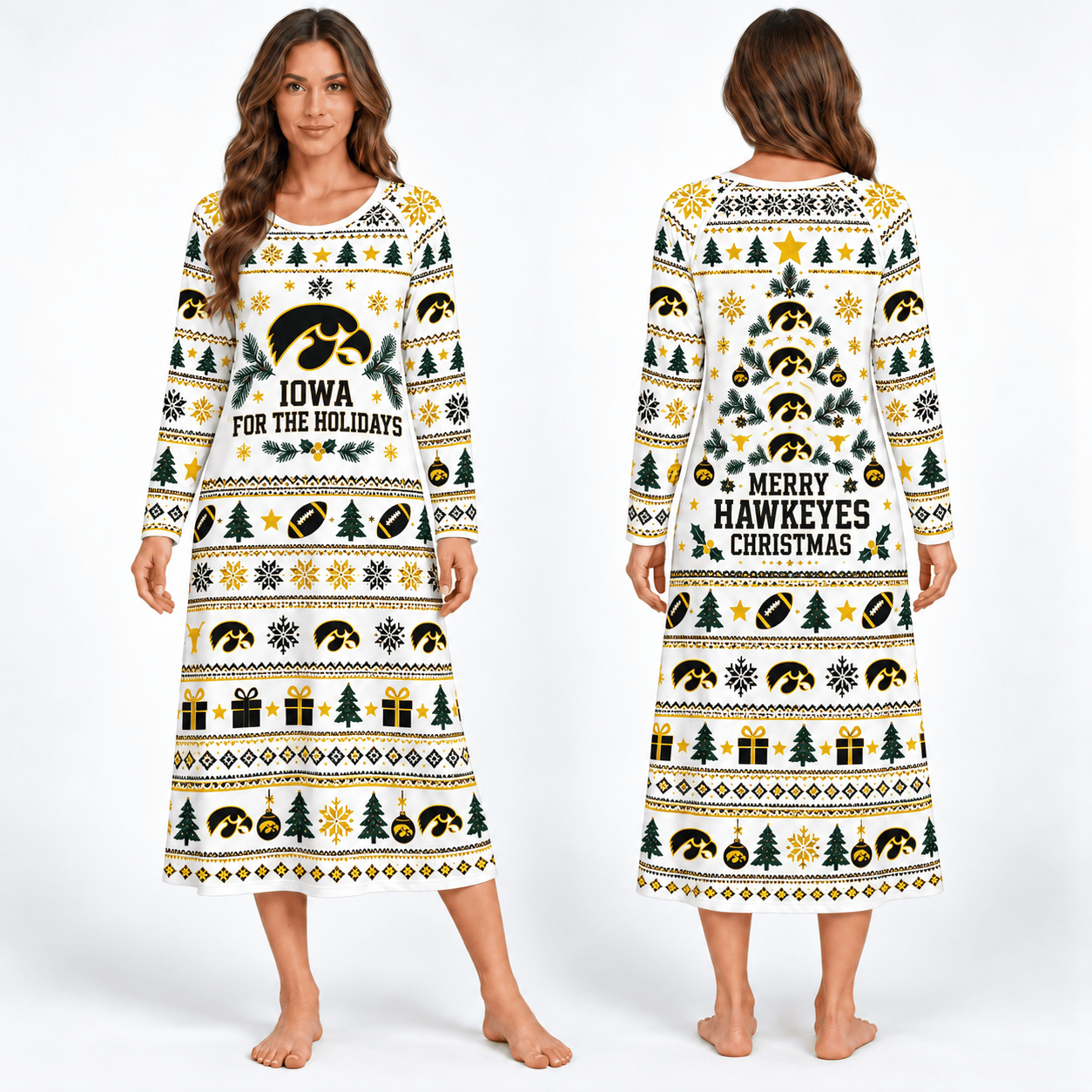 Iowa Hawkeyes Long Sleeve Nightgowns
