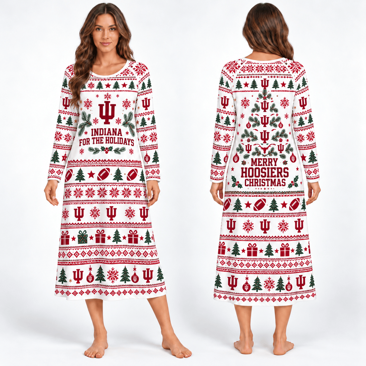 Indiana Hoosiers Long Sleeve Nightgowns