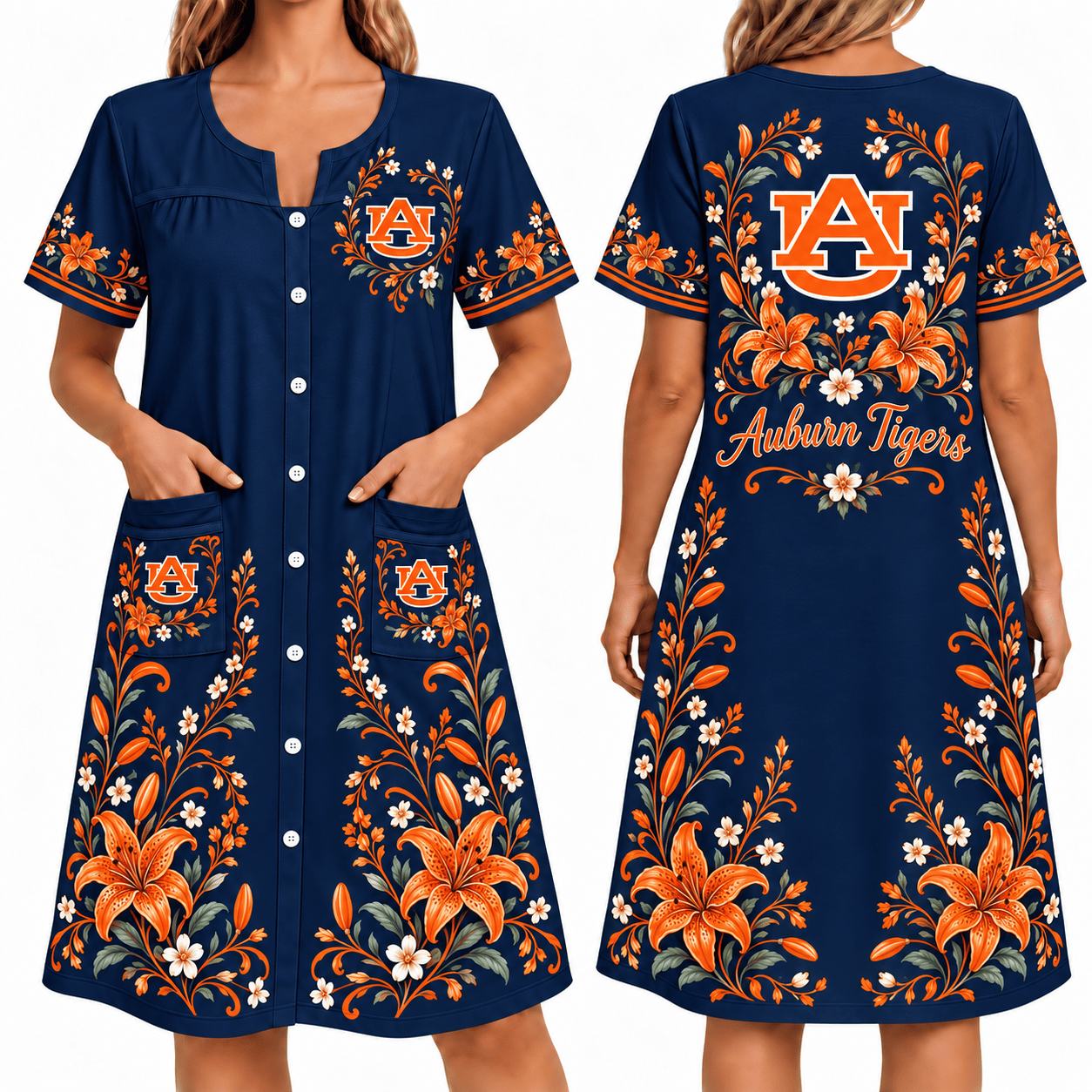 Auburn Tigers Women FLoral House Dress