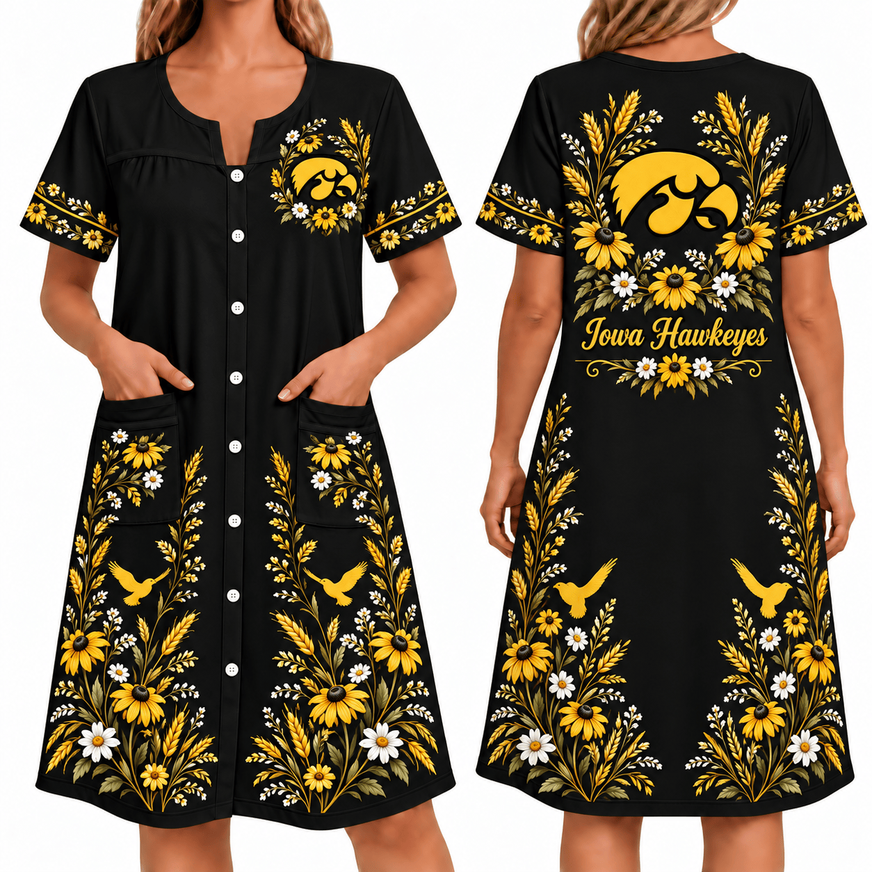 Iowa Hawkeyes Women FLoral House Dress