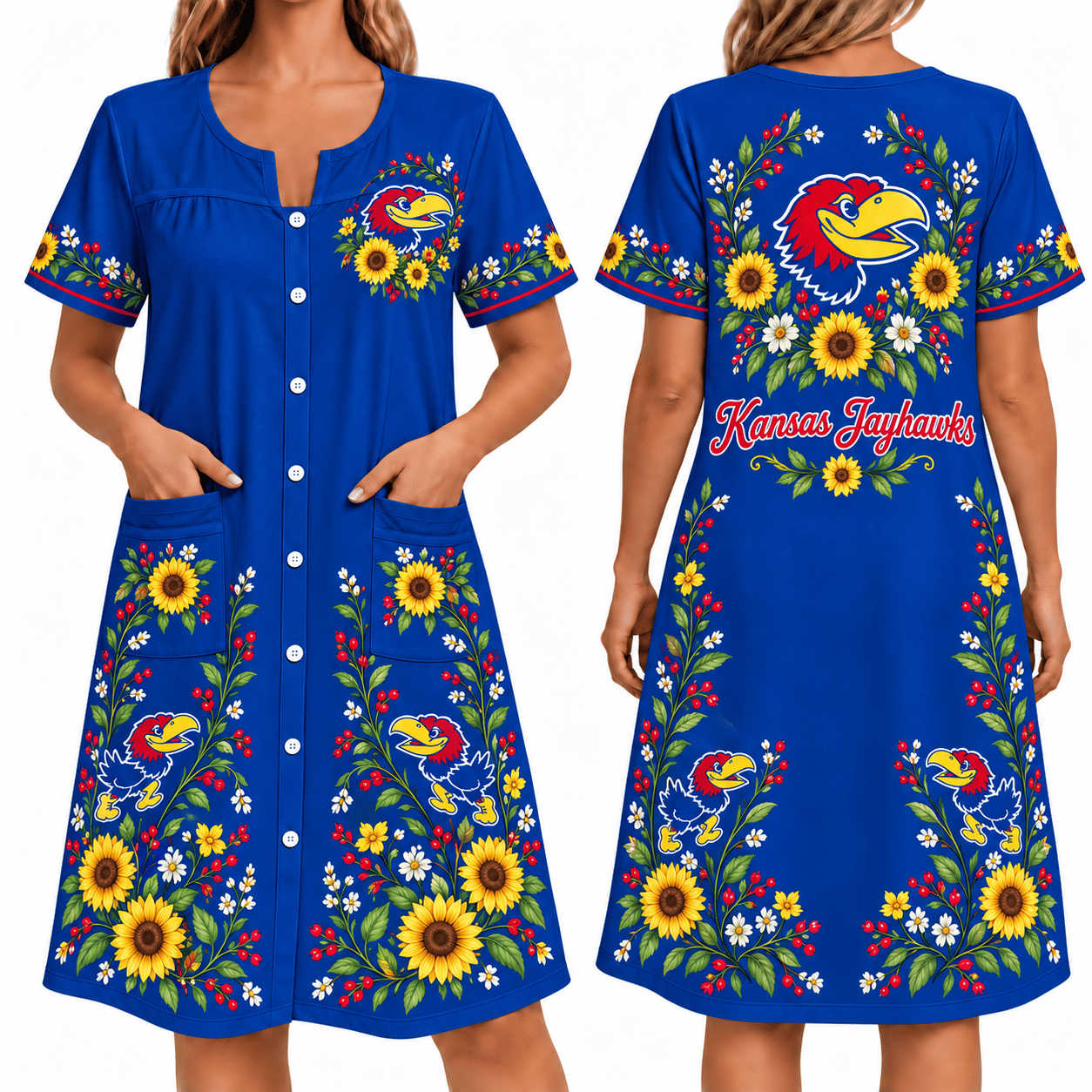 Kansas Jayhawks Women FLoral House Dress