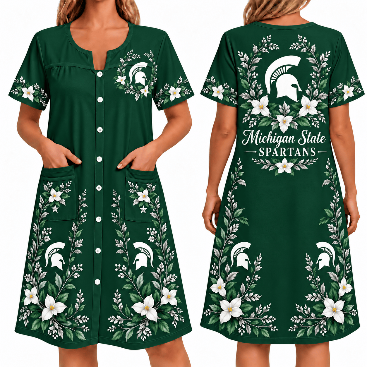 Michigan State Spartans Women FLoral House Dress