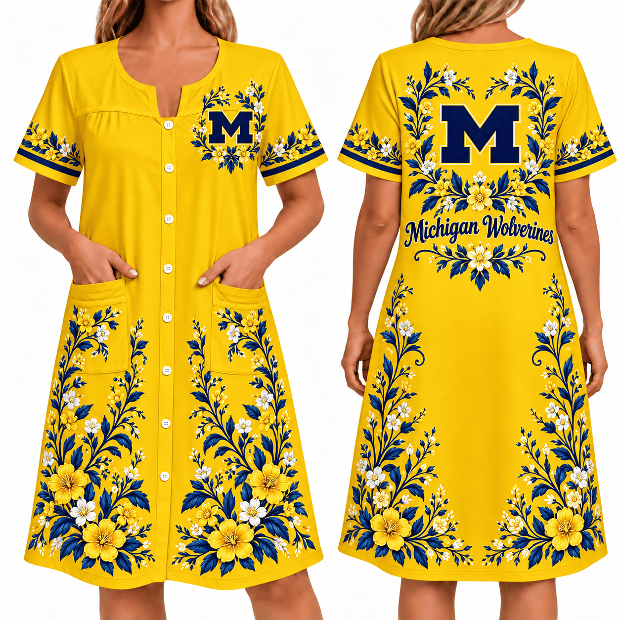 Michigan Wolverines Women FLoral House Dress