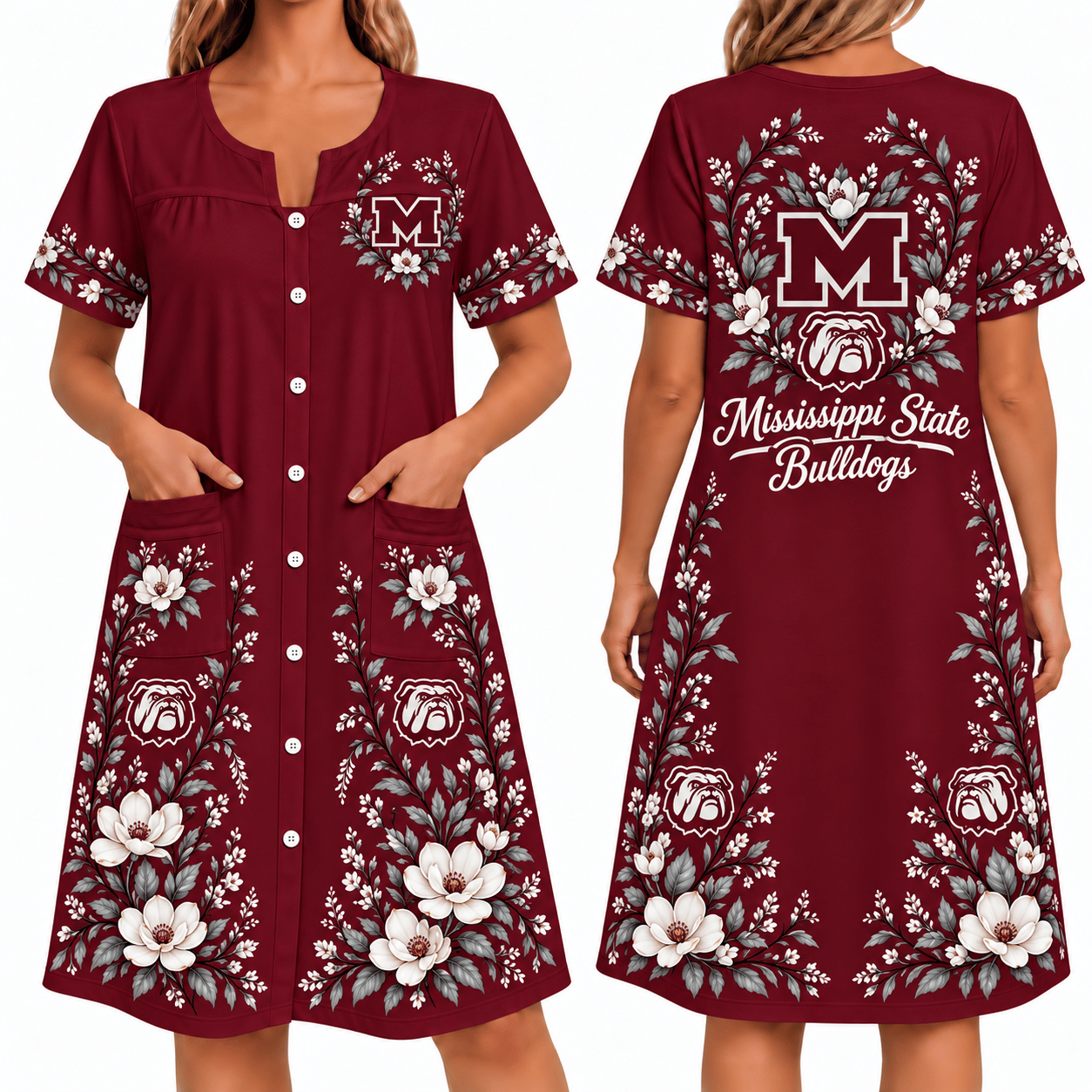 Mississippi State Bulldogs Women FLoral House Dress