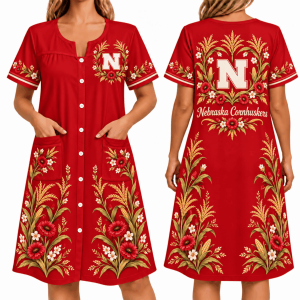 Nebraska Cornhuskers Women FLoral House Dress