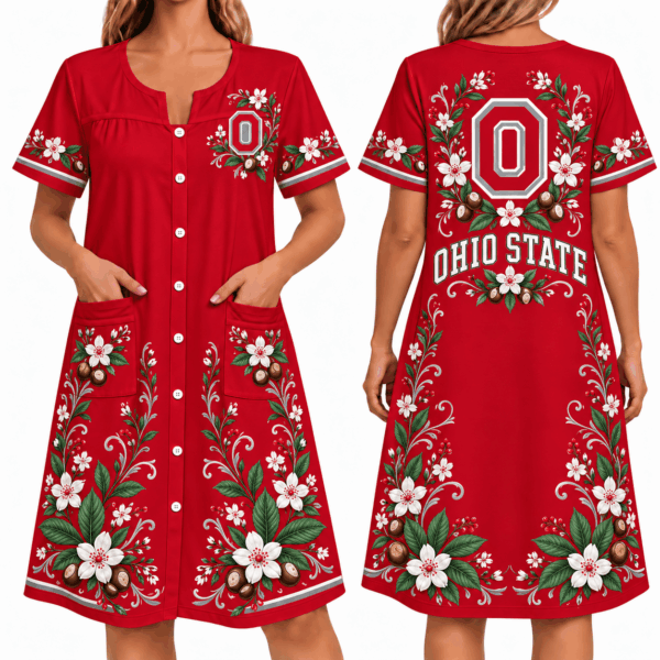 Ohio State Buckeyes Women FLoral House Dress