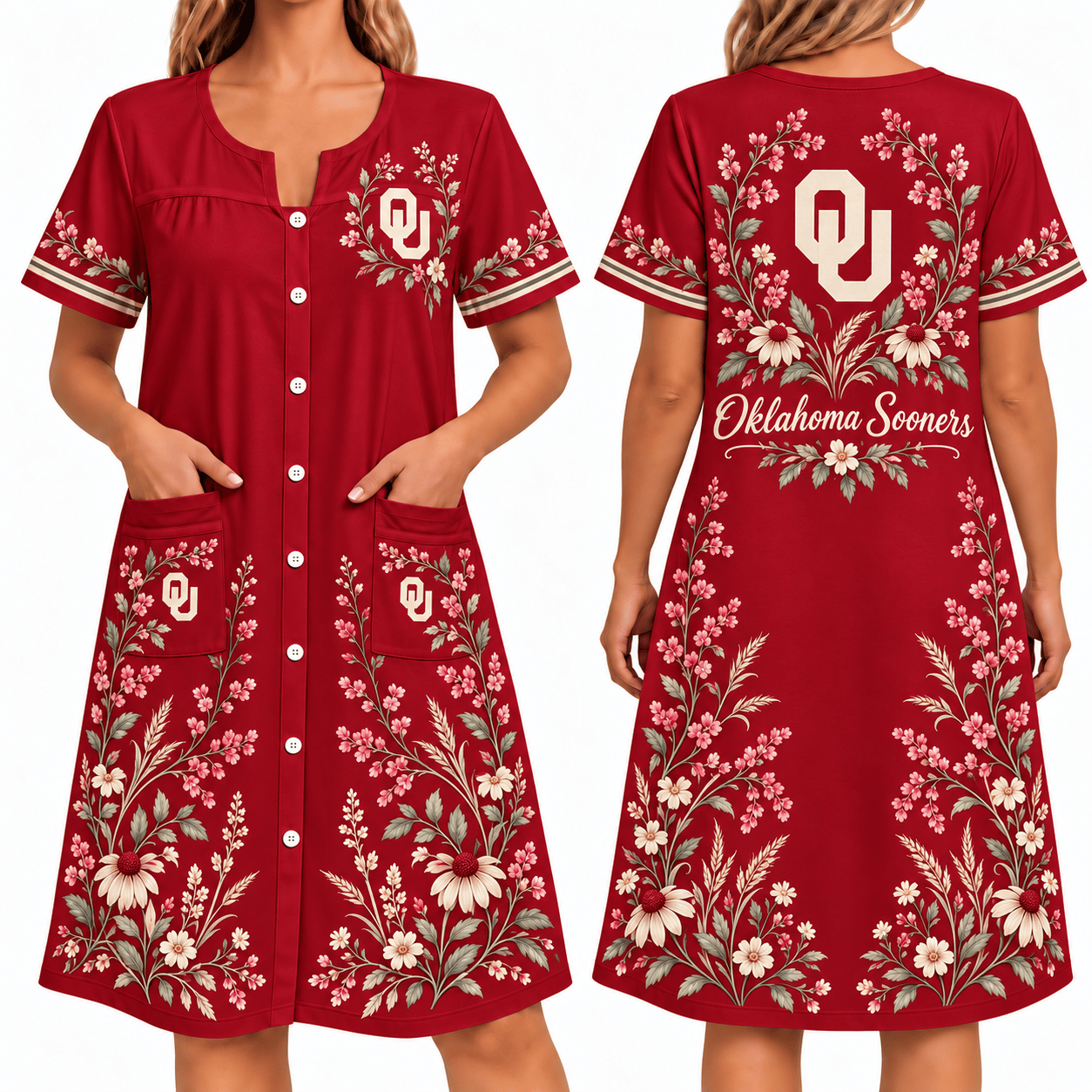 Oklahoma Sooners Women FLoral House Dress