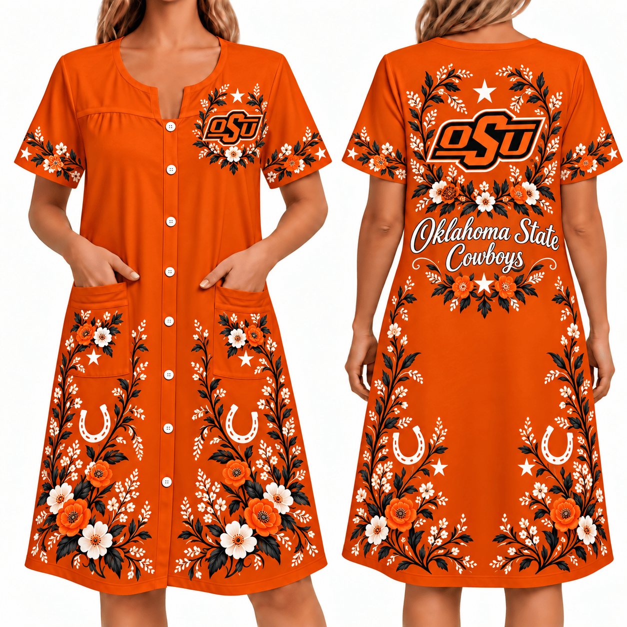 Oklahoma State Cowboys Women FLoral House Dress