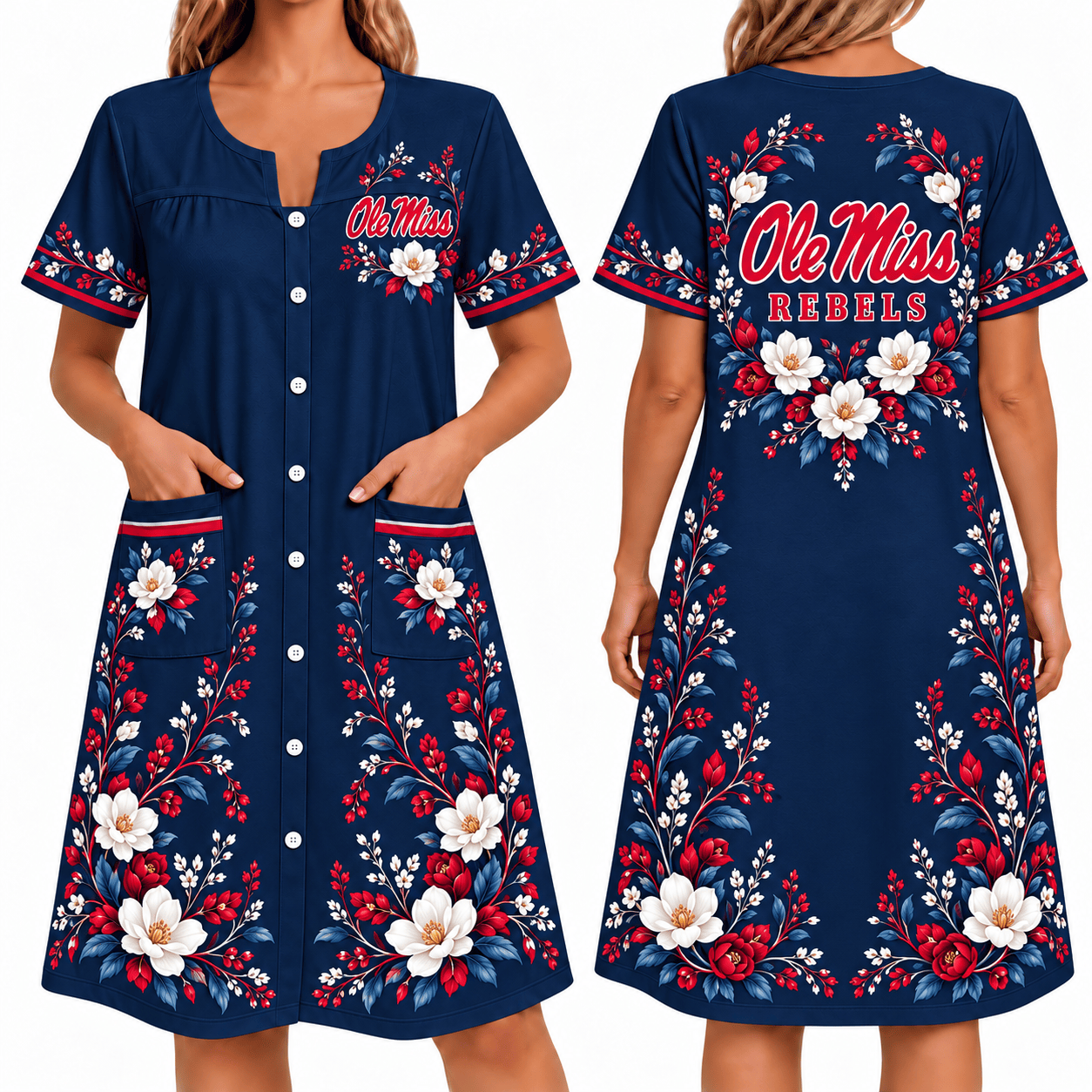 Ole Miss Rebels Women FLoral House Dress