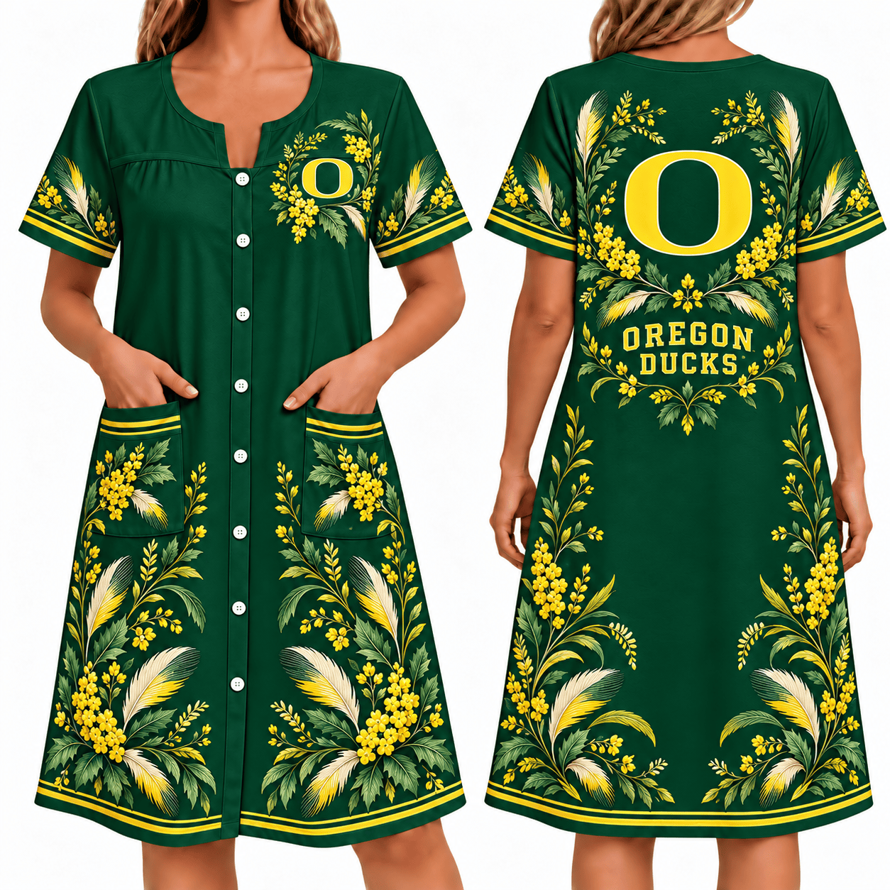 Oregon Ducks Women FLoral House Dress