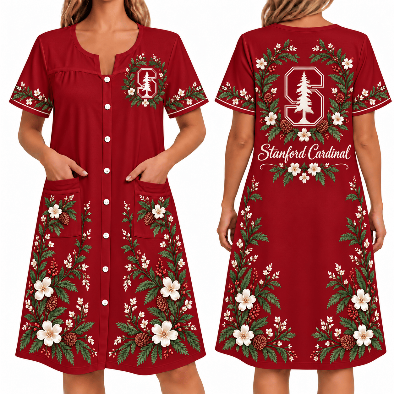 Stanford Cardinal Women FLoral House Dress