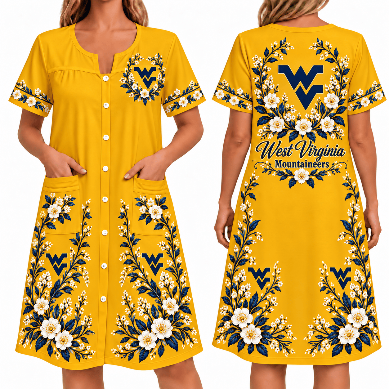 West Virginia Mountaineers Women FLoral House Dress