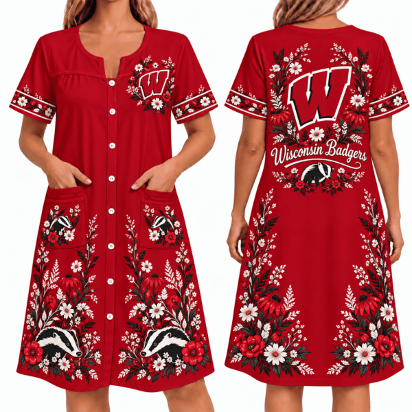 Wisconsin Badgers Women FLoral House Dress