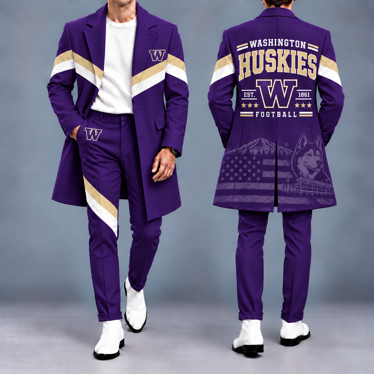 Washington Huskies Tailored Long Coat & Pants