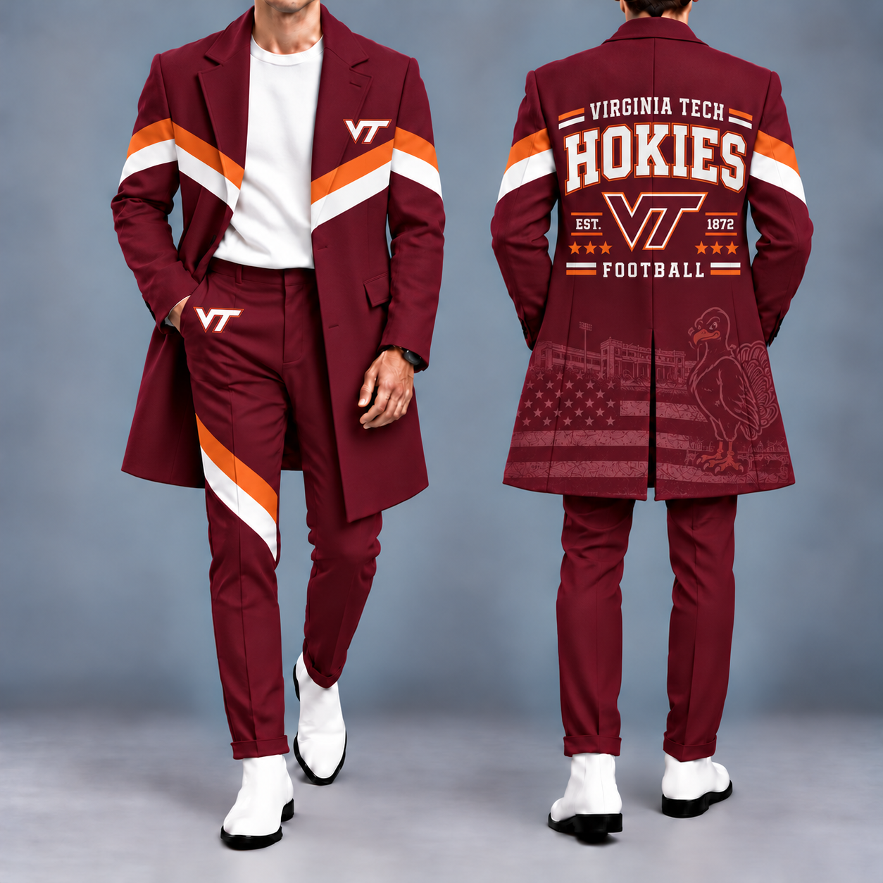 Virginia Tech Hokies Tailored Long Coat & Pants