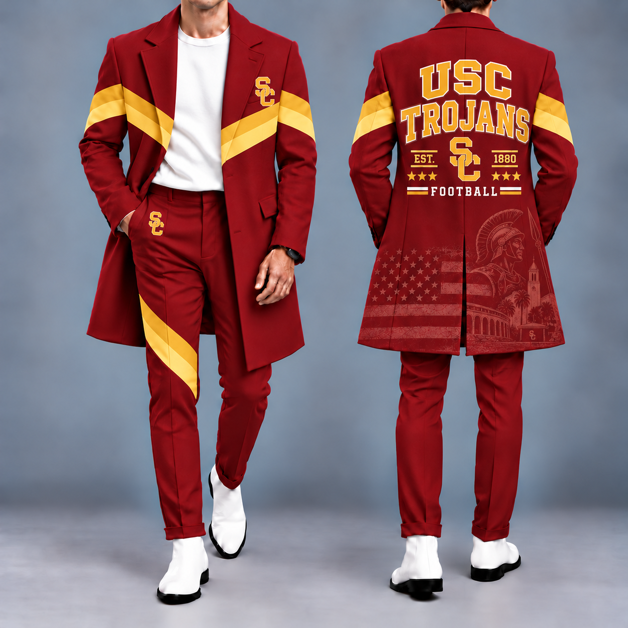 USC Trojans Tailored Long Coat & Pants