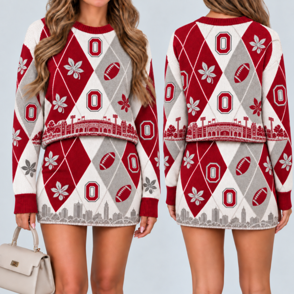 Ohio State Buckeyes Women's Argyle Shirt & Skirt Set