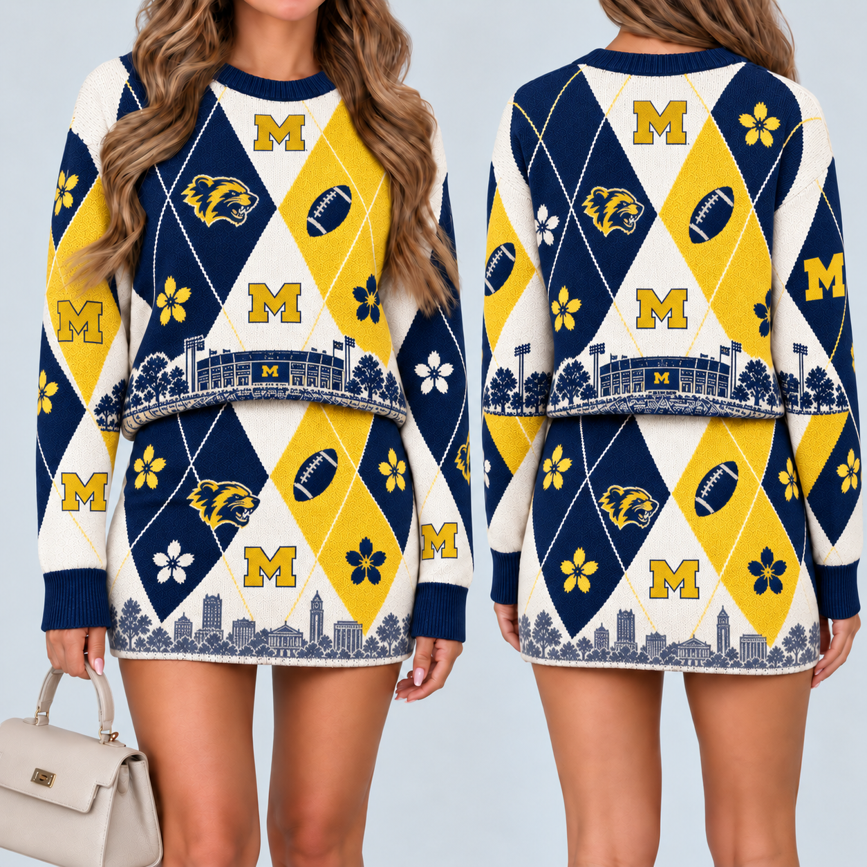 Michigan Wolverines Women's Argyle Shirt & Skirt Set