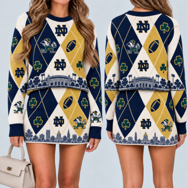 Notre Dame Fighting Irish Women's Argyle Shirt & Skirt Set