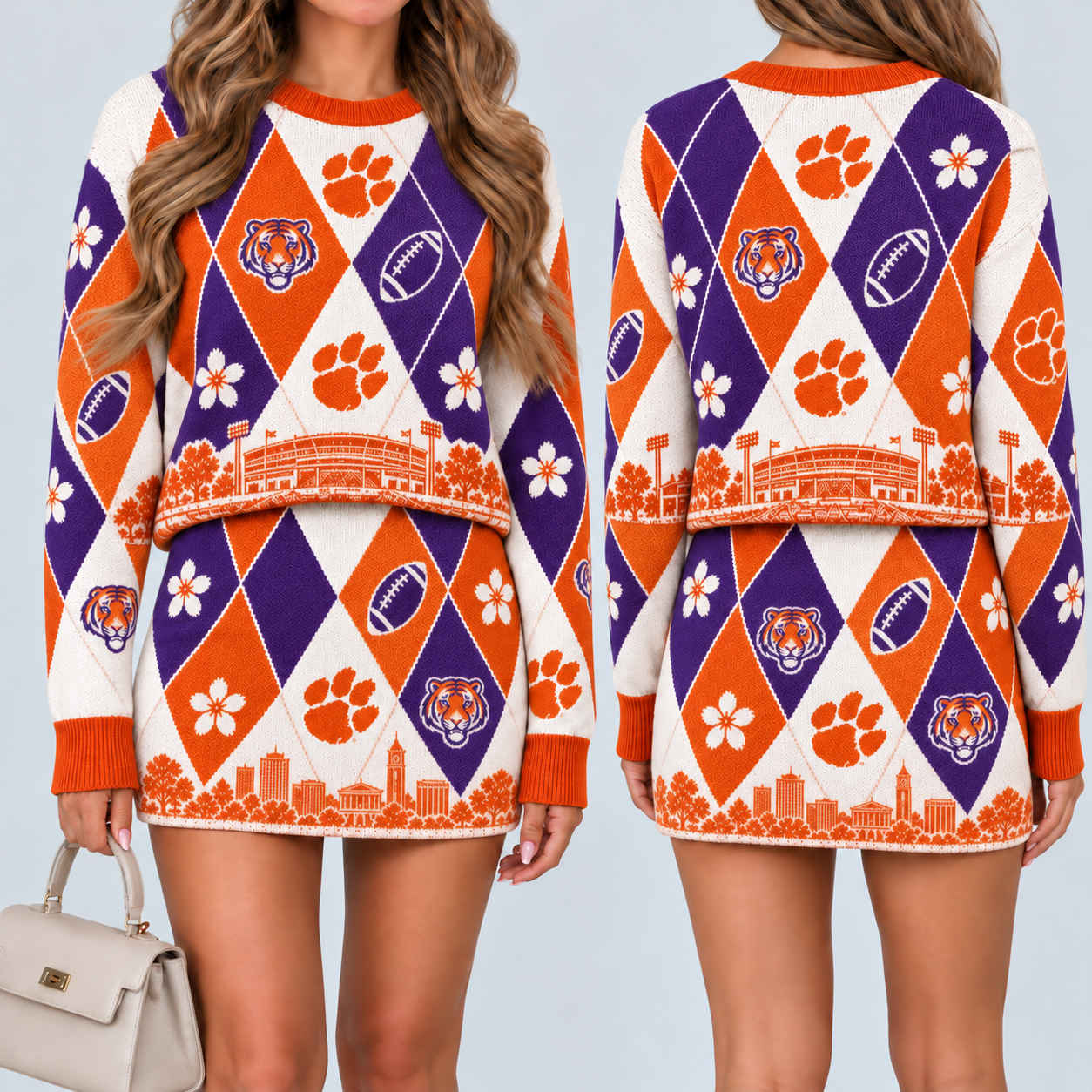 Clemson Tigers Women's Argyle Shirt & Skirt Set