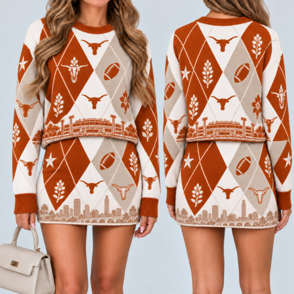 Texas Longhorns Women's Argyle Shirt & Skirt Set