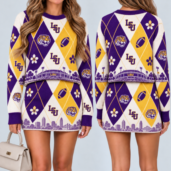 LSU Tigers Women's Argyle Shirt & Skirt Set