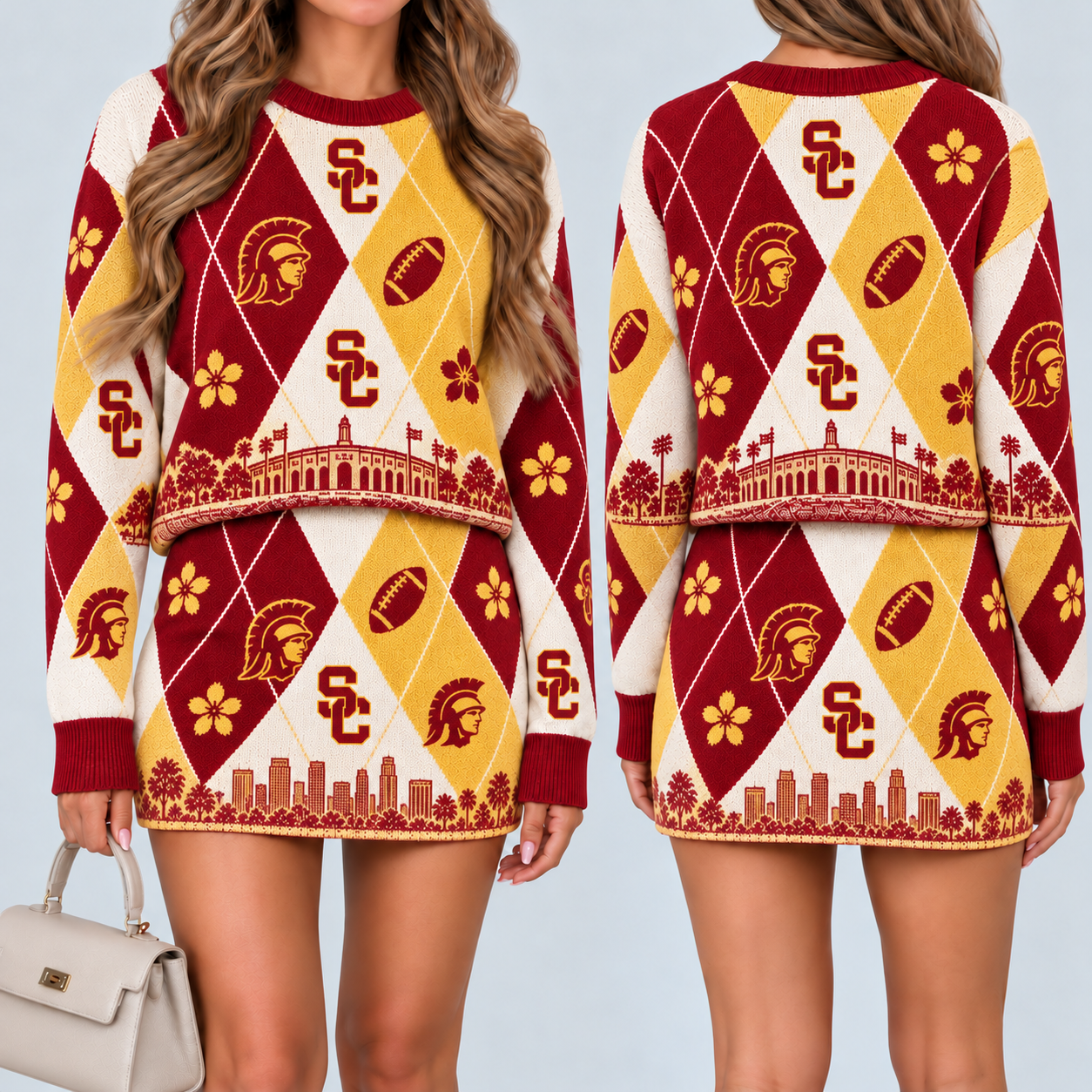 USC Trojans Women's Argyle Shirt & Skirt Set