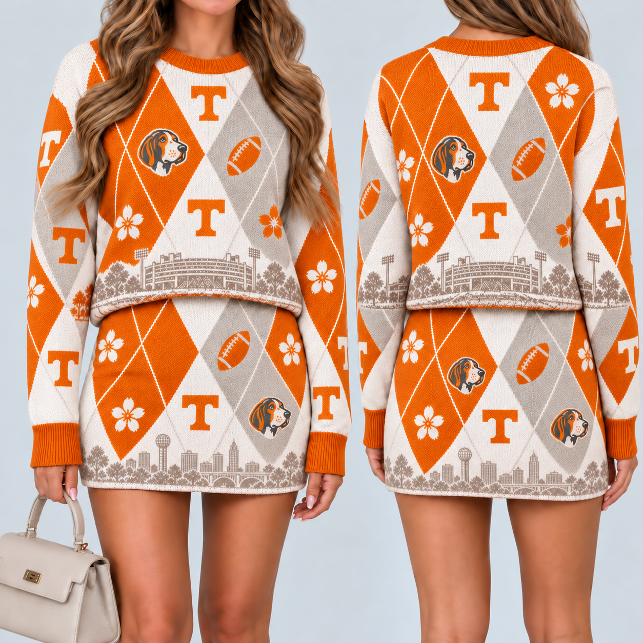 Tennessee Volunteers Women's Argyle Shirt & Skirt Set