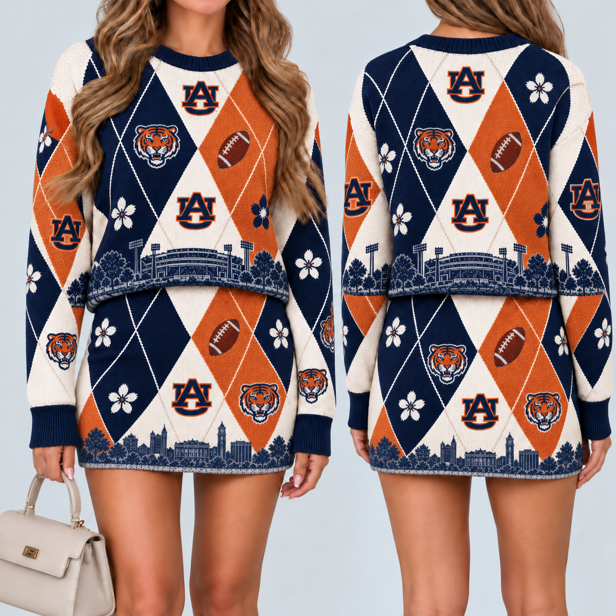 Auburn Tigers Women's Argyle Shirt & Skirt Set