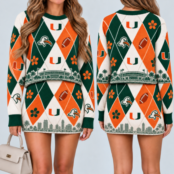 Miami Hurricanes Women's Argyle Shirt & Skirt Set